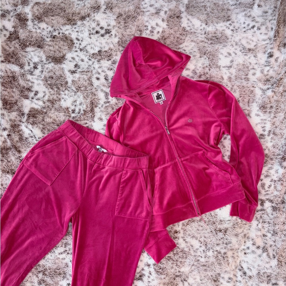 Juicy Couture Vibrant Pink Velour Hoodie